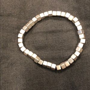 Mini silver beaded elastic Cubed Bracelet
